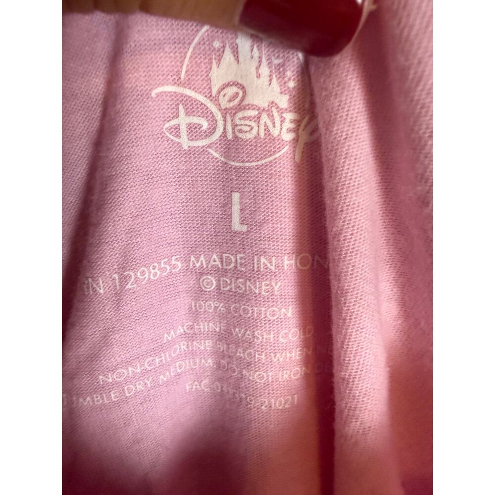 Disney Pink White Minnie Mouse Winking Short Sleeve Cotton Graphic T-Shirt Large - Picture 8 of 9